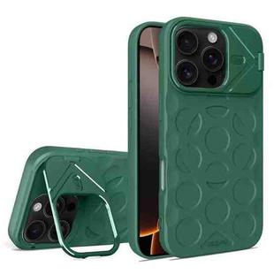 For iPhone 16 Pro Lens Frame Holder MagSafe PC Hybrid TPU Phone Case(Deep Green)