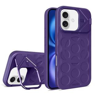 For iPhone 16 Plus Lens Frame Holder MagSafe PC Hybrid TPU Phone Case(Purple)
