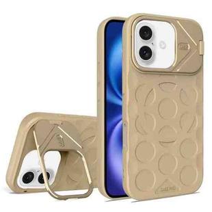For iPhone 16 Plus Lens Frame Holder MagSafe PC Hybrid TPU Phone Case(Desert Gold)