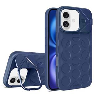 For iPhone 16 Lens Frame Holder MagSafe PC Hybrid TPU Phone Case(Royal Blue)