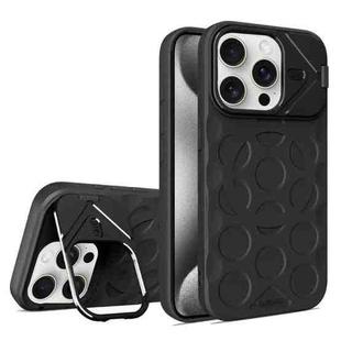 For iPhone 15 Pro Max Lens Frame Holder MagSafe PC Hybrid TPU Phone Case(Black)