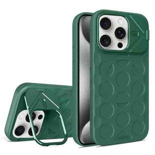 For iPhone 15 Pro Max Lens Frame Holder MagSafe PC Hybrid TPU Phone Case(Deep Green)