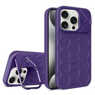 For iPhone 15 Pro Max Lens Frame Holder MagSafe PC Hybrid TPU Phone Case(Purple)