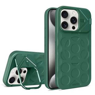 For iPhone 15 Pro Lens Frame Holder MagSafe PC Hybrid TPU Phone Case(Deep Green)