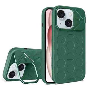 For iPhone 15 Plus Lens Frame Holder MagSafe PC Hybrid TPU Phone Case(Deep Green)