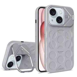 For iPhone 15 Plus Lens Frame Holder MagSafe PC Hybrid TPU Phone Case(Titanium Gray)