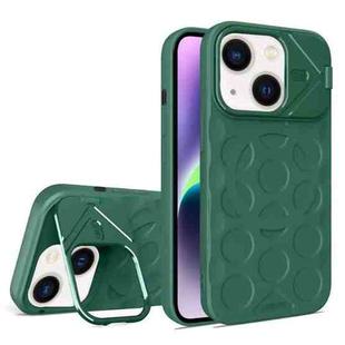 For iPhone 14 Plus Lens Frame Holder MagSafe PC Hybrid TPU Phone Case(Deep Green)