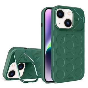 For iPhone 14 Lens Frame Holder MagSafe PC Hybrid TPU Phone Case(Deep Green)