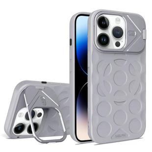For iPhone 14 Pro Lens Frame Holder MagSafe PC Hybrid TPU Phone Case(Titanium Gray)