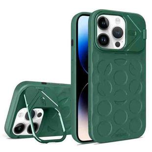 For iPhone 14 Pro Max Lens Frame Holder MagSafe PC Hybrid TPU Phone Case(Deep Green)