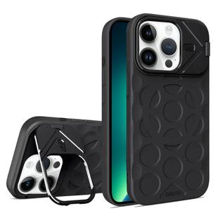 For iPhone 13 Pro Max Lens Frame Holder MagSafe PC Hybrid TPU Phone Case(Black)