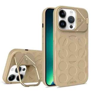 For iPhone 13 Pro Max Lens Frame Holder MagSafe PC Hybrid TPU Phone Case(Desert Gold)