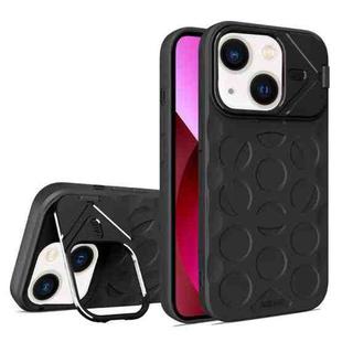 For iPhone 13 Lens Frame Holder MagSafe PC Hybrid TPU Phone Case(Black)