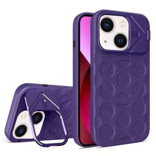 For iPhone 13 Lens Frame Holder MagSafe PC Hybrid TPU Phone Case(Purple)