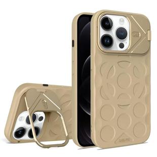 For iPhone 12 Pro Lens Frame Holder MagSafe PC Hybrid TPU Phone Case(Desert Gold)