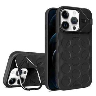 For iPhone 12 Pro Max Lens Frame Holder MagSafe PC Hybrid TPU Phone Case(Black)
