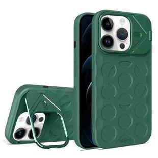 For iPhone 12 Pro Max Lens Frame Holder MagSafe PC Hybrid TPU Phone Case(Deep Green)