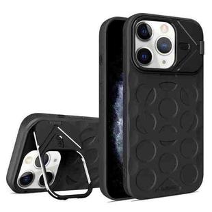 For iPhone 11 Pro Max Lens Frame Holder MagSafe PC Hybrid TPU Phone Case(Black)