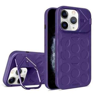 For iPhone 11 Pro Max Lens Frame Holder MagSafe PC Hybrid TPU Phone Case(Purple)