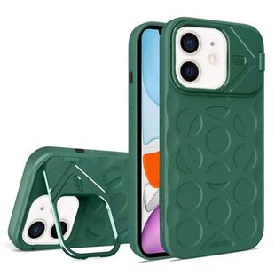 For iPhone 11 Lens Frame Holder MagSafe PC Hybrid TPU Phone Case(Deep Green)