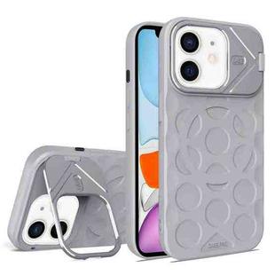 For iPhone 11 Lens Frame Holder MagSafe PC Hybrid TPU Phone Case(Titanium Gray)