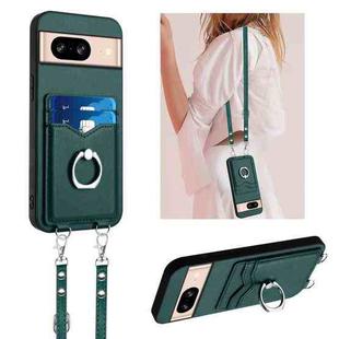 For Google Pixel 8 R20 Crossbody Rope Ring Card Holder Phone Case(Green)