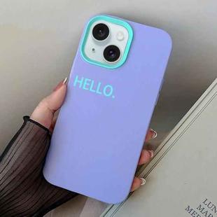 For iPhone 15 HELLO Word PC Hybrid TPU Phone Case(Purple)