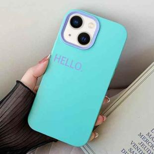 For iPhone 14 HELLO Word PC Hybrid TPU Phone Case(Sky Cyan)