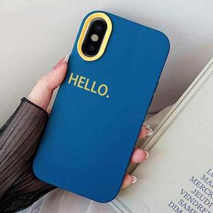 For iPhone X / XS HELLO Word PC Hybrid TPU Phone Case(Royal Blue)