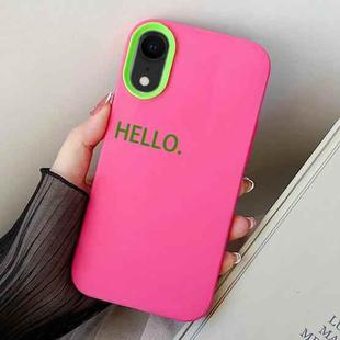 For iPhone XR HELLO Word PC Hybrid TPU Phone Case(Rose Red)