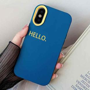 For iPhone XS Max HELLO Word PC Hybrid TPU Phone Case(Royal Blue)