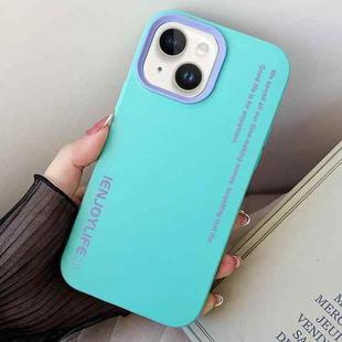 For iPhone 15 Plus Simple Words PC Hybrid TPU Phone Case(Sky Cyan)