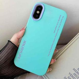 For iPhone X / XS Simple Words PC Hybrid TPU Phone Case(Sky Cyan)