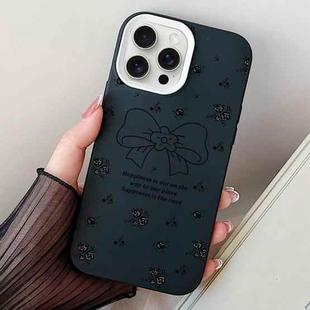 For iPhone 15 Pro Max Floral Bow PC Hybrid TPU Phone Case(Black)