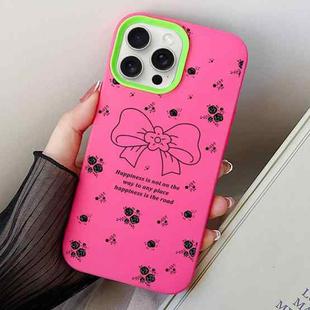 For iPhone 15 Pro Max Floral Bow PC Hybrid TPU Phone Case(Rose Red)