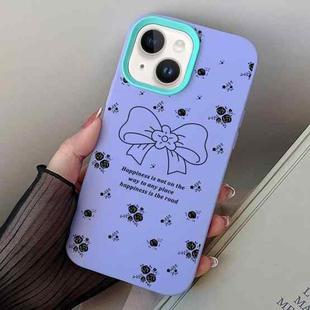 For iPhone 14 Plus Floral Bow PC Hybrid TPU Phone Case(Purple)