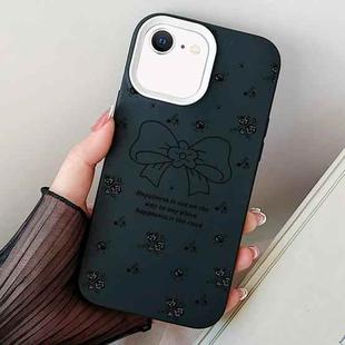 For iPhone 7 / 8 / SE 2022 Floral Bow PC Hybrid TPU Phone Case(Black)