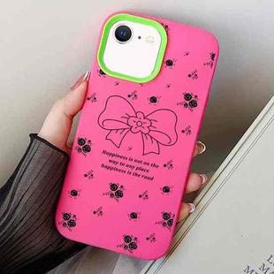 For iPhone 7 / 8 / SE 2022 Floral Bow PC Hybrid TPU Phone Case(Rose Red)