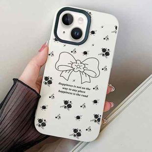 For iPhone 13 Floral Bow PC Hybrid TPU Phone Case(White)