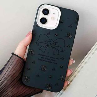 For iPhone 12 / 12 Pro Floral Bow PC Hybrid TPU Phone Case(Black)