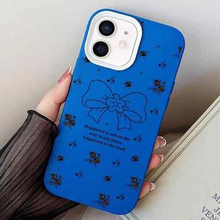 For iPhone 12 mini Floral Bow PC Hybrid TPU Phone Case(Blue)