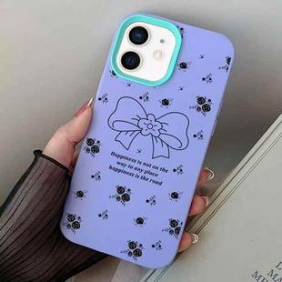 For iPhone 11 Floral Bow PC Hybrid TPU Phone Case(Purple)