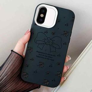 For iPhone X / XS Floral Bow PC Hybrid TPU Phone Case(Black)