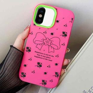 For iPhone X / XS Floral Bow PC Hybrid TPU Phone Case(Rose Red)