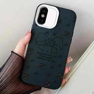 For iPhone XS Max Floral Bow PC Hybrid TPU Phone Case(Black)