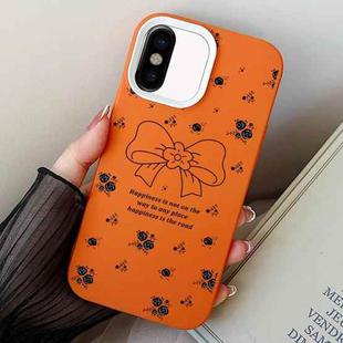 For iPhone XS Max Floral Bow PC Hybrid TPU Phone Case(Orange)