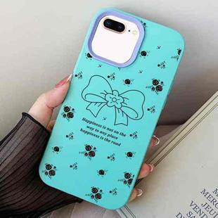 For iPhone 7 Plus / 8 Plus Floral Bow PC Hybrid TPU Phone Case(Sky Cyan)