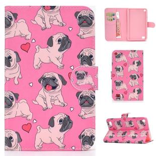 For Amazon Kindle Fire 7 (2019) / (2017) / (2016) / (2015) Colored Drawing Pattern Horizontal Flip PU Leather Case with Holder & Card Slot & Sleep / Wake-up Function(Love Dog)