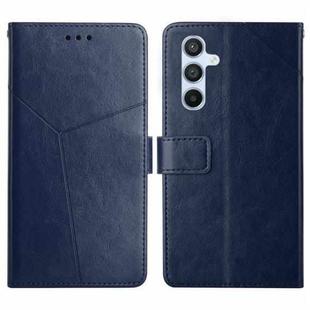 For Samsung Galaxy S25 5G Y-shaped Pattern Flip Leather Phone Case(Blue)