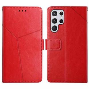 For Samsung Galaxy S25 Ultra 5G Y-shaped Pattern Flip Leather Phone Case(Red)